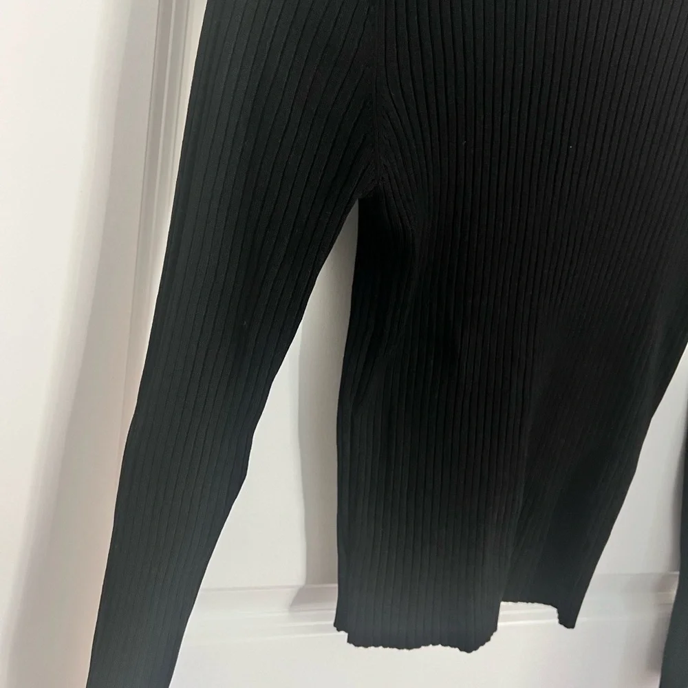 Zara Ribbed Mock Neck  Black Long Sleeve Top - Picture 3 of 5